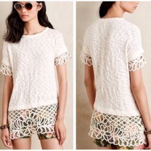 Anthropologie Saturday Sunday Cream Lace Top Women’s Size Small